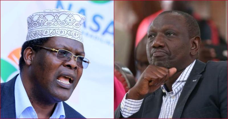 Collaged photos of Lawyer Miguna Migun and President William Ruto.
